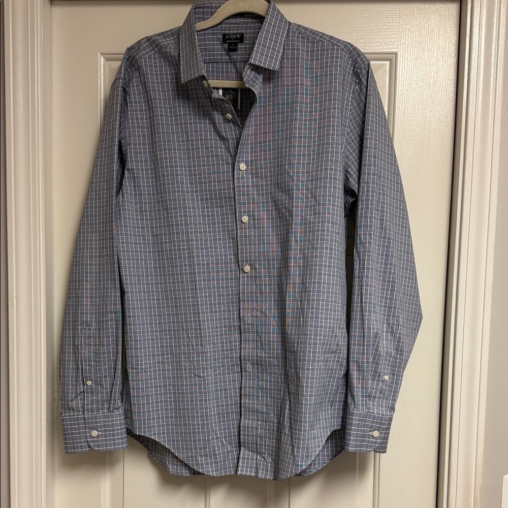 NWT Men’s J. Crew Factory Slim Performance Button Down, Size L, Navy/White
